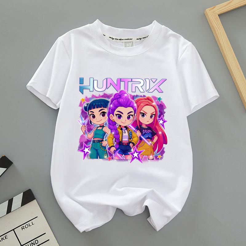 Kpop Lovci démonů Dětské oblečení Tričko s krátkým rukávem Kpop Lovci démonů Tygří Harajuku Tričko pro chlapce dívky Dárek