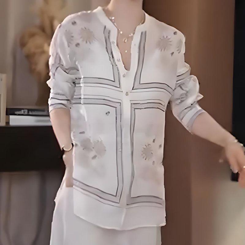 Women's Floral Long Sleeved Shirt with New Design Loose and Stylish Top