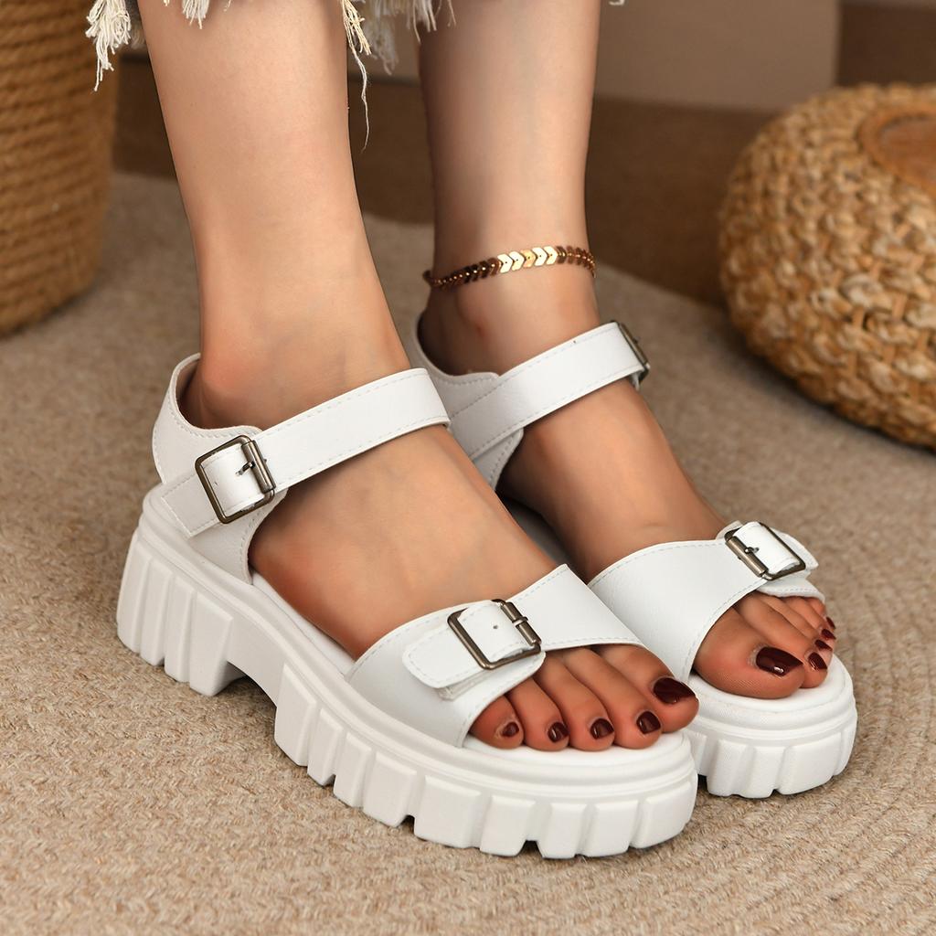 Fashion New Women Roman Style Sandals Thick Bottom Platform Sandals Breathable Fashion Round Toe Slip-On Shoes Comfortable Summer Shoes