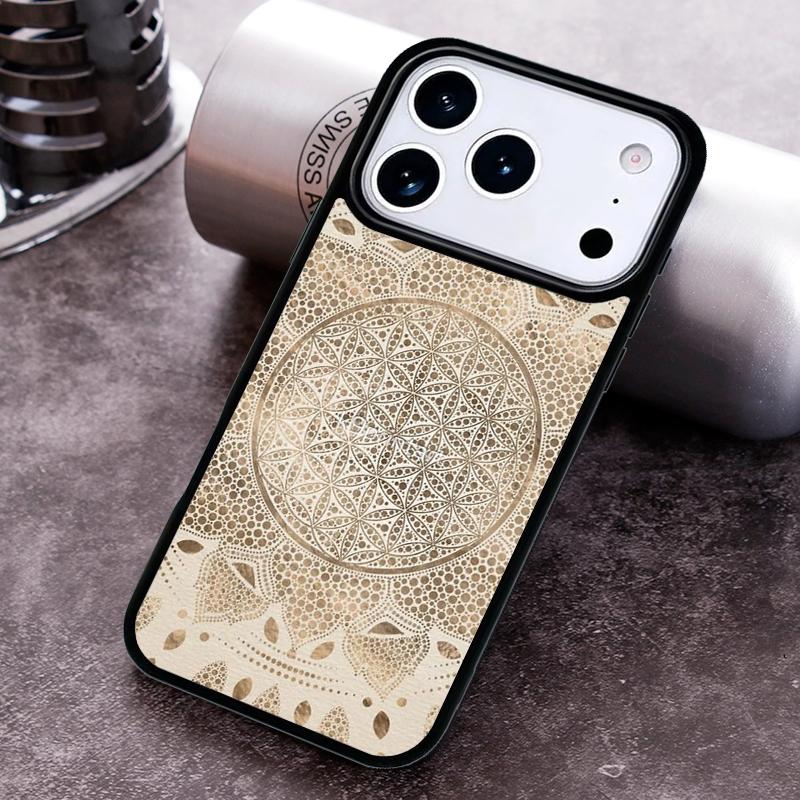 Flower Of Life In Lotus Pastel Golds Phone Case for iPhone 17 16 15 Pro Max Air 14 13 12 11 Plus Shockproof Cover