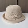 Spring/Summer Fashion Flower Embellished Hat | Women's British & French Style Rolled Brim Sun Hat | Holiday Outing Fisherman Hat