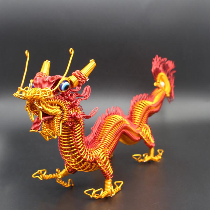 

Aluminum Wire Large Chinese Dragon Mythical Animals Metal Ornament Handmade Weave Mascot Feng Shui Souvenir Crafts Decoration