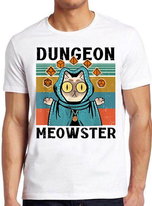 Dungeon Meowster Funny Nerdy Gamer Cat-D20 Dice RPG Retro Gift Tee T Shirt C1389 M
