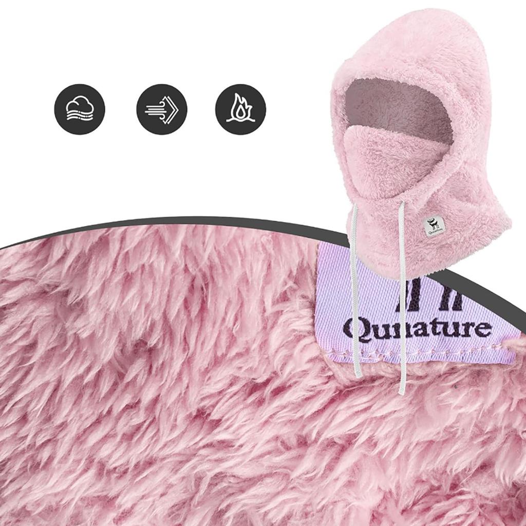 Warme Fell- Sturmhaube für den Winter Skifahren Arktischer Samt Größe M pink