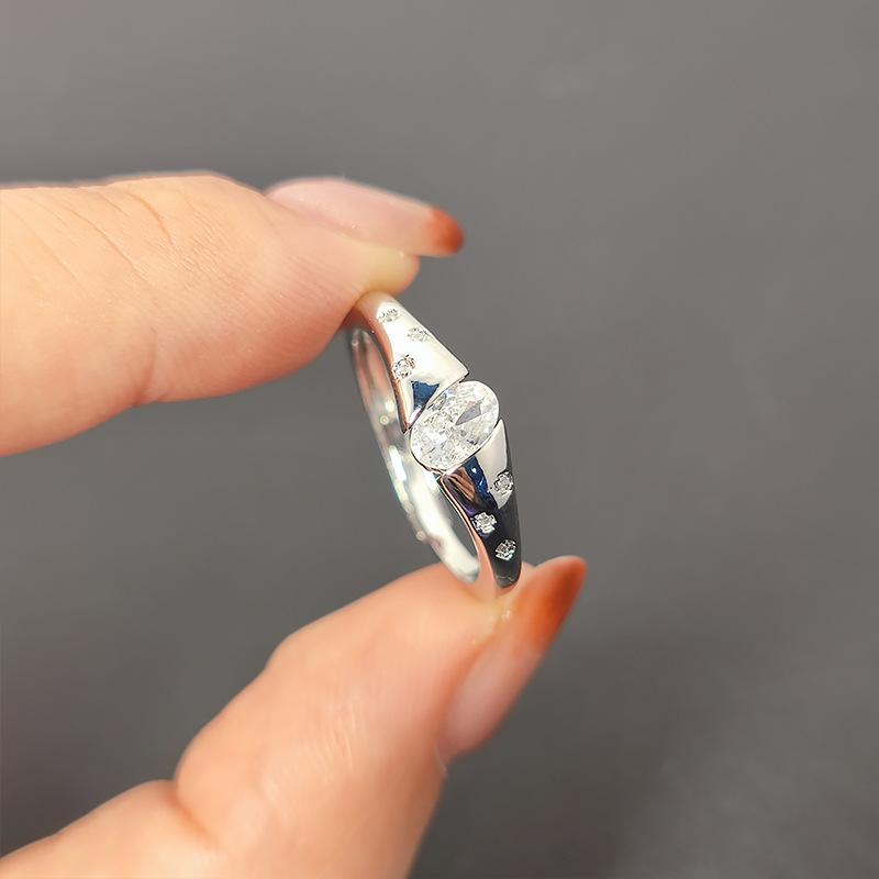 Medieval Matte Oval Zircon Ring Female Design Sense Personality Embellishment Gypsy Ring