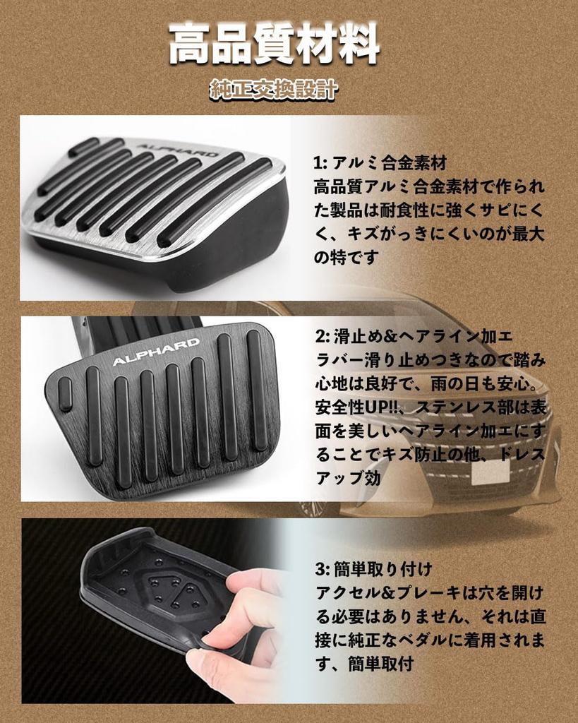HUDIY Aluminum Alloy Foot Pedal Covers for the New Alphard 40 Series 2023 Brake and Accelerator Design for Interior Customization and Safe Includes