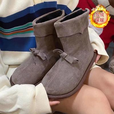 Botas de neve antiderrapantes com sola grossa para mulheres, novos modelos de veludo de inverno e espessados, sapatos de algodão quentes de um pedal para mulheres