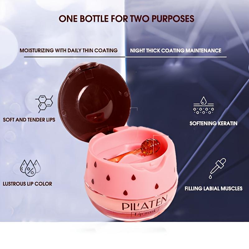 Strawberry Lip Mask with Brush Moisturizing Tinted Lip Balm Soft Smooth Lips Solid Lip Gloss Portable Lip Care Night Use Daily Use