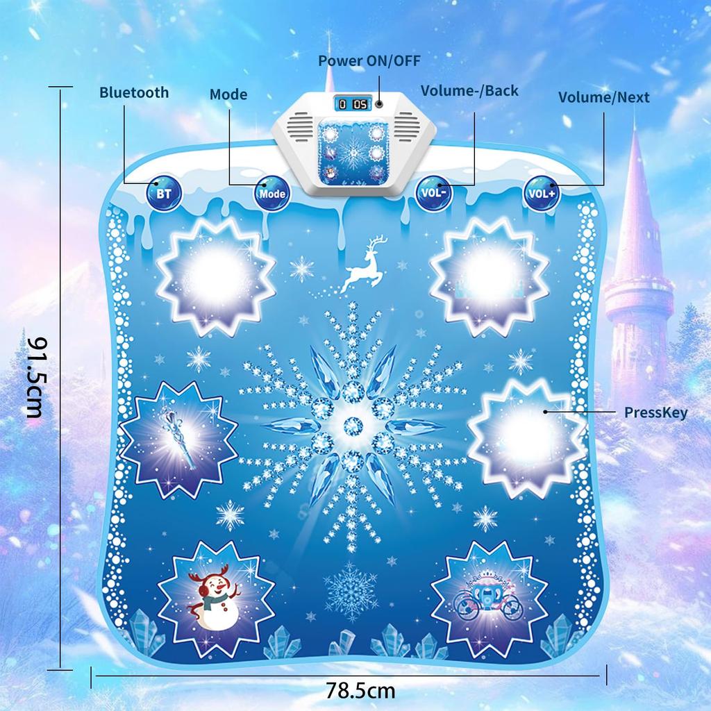 Frozen Toy Dance Mat for Girls - Electronic Dance Mat with Wireless Bluetooth, Light-Up LED, Kids Musical Dance Floor Mat, BirthdayChristmas Gift for