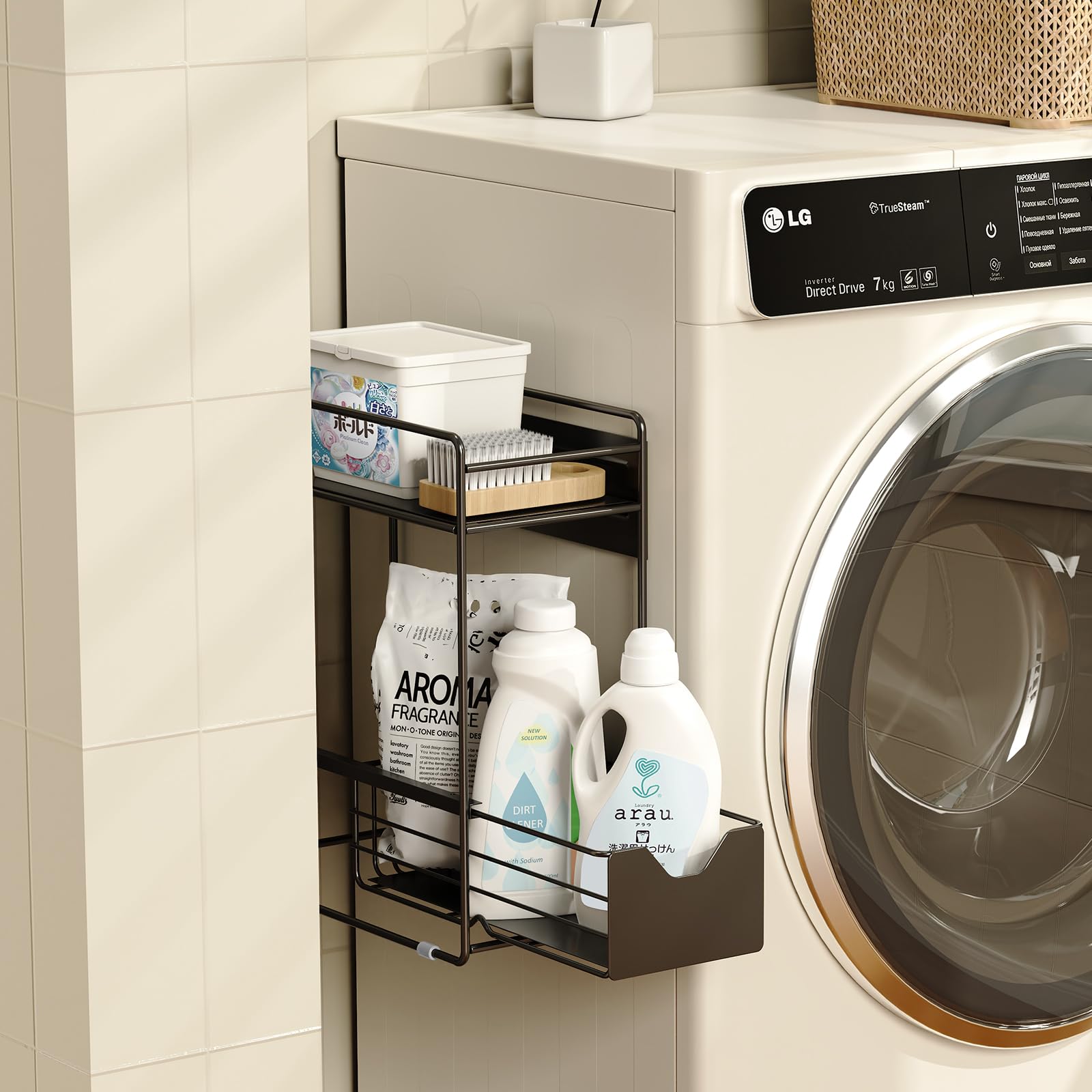 

Магнитное хранение 2 без установки для рядом со стиральной машиной холодильником приправами специями прачечной зазор тележка полка, черный, ярусы, ящики, требуется, чёрный