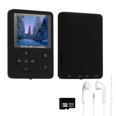 MP3-Player, Musik-Player, Kompakter 1,8-Zoll-Farbbildschirm, Bluetooth 5.3 Unterstützung, Wiedergabe von SD-Karte, Inklusive 64GB SD-Karte (Unterstützt bis zu 128 GB), HIFI S