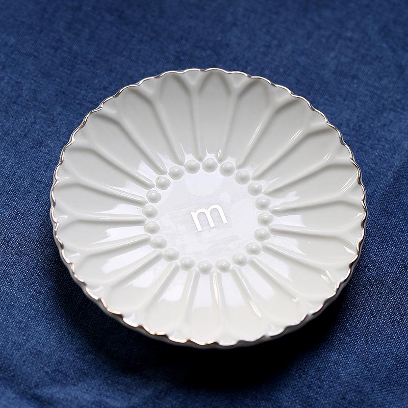 Ceramic Embossed Round Jewelry Display Tray