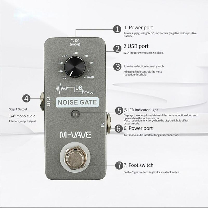M-VAVE NOISE GATE Guitar Pedal Recording Loops Delays Overloads Reverbs Effect Processors Pedal Ture Bypass Electric Guitar Part