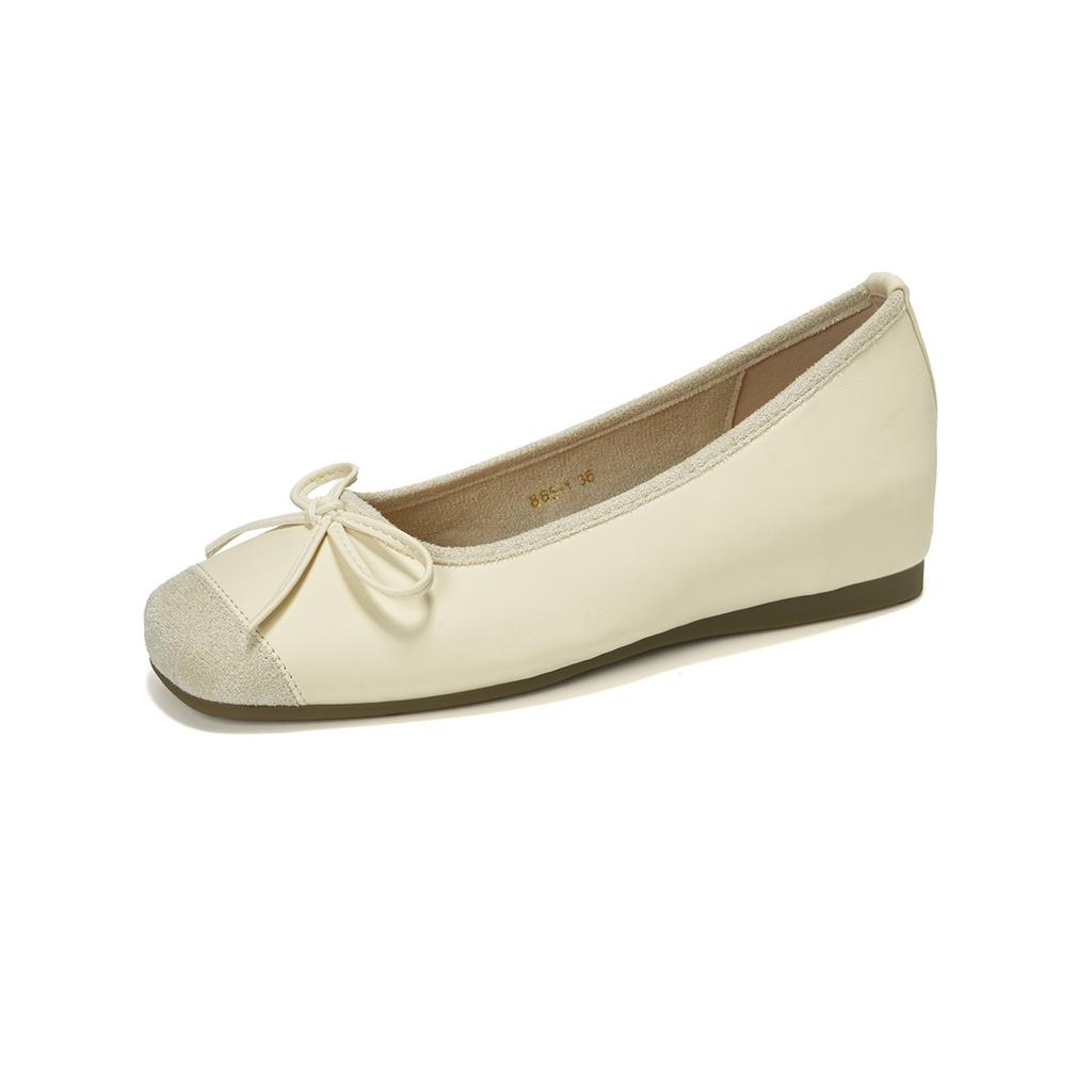 Weiwei Girl 865-1 French Fairy Style Bow Inner Height-increasing Single Shoes Female Shallow Mouth Gentle Evening Ballet Shoes