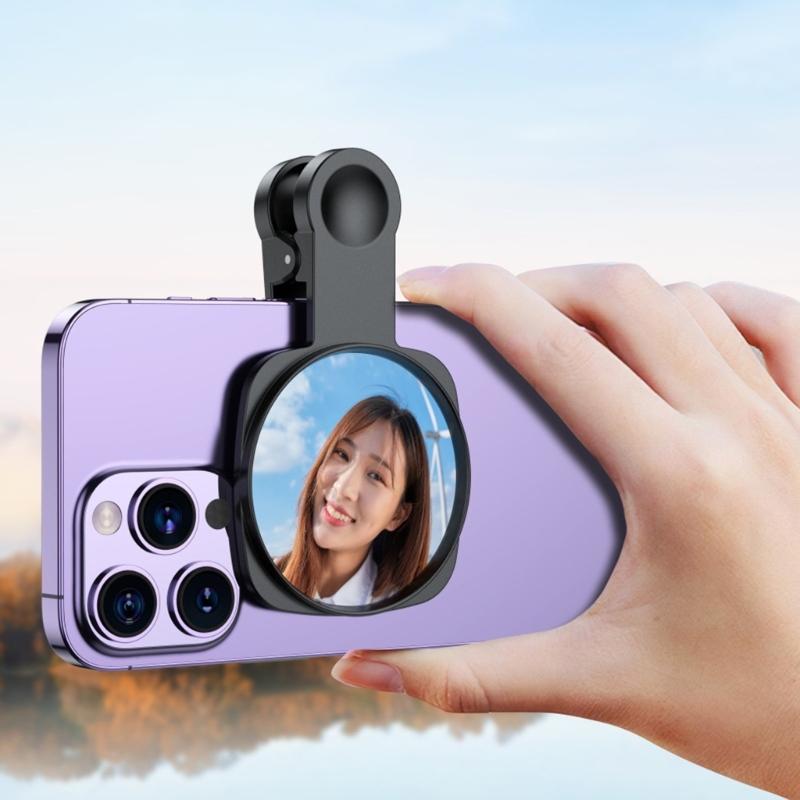 Clip On Shot Mirror for Phone Rear Camera Reflective Back Shot Tool For Selfe Live Streaming