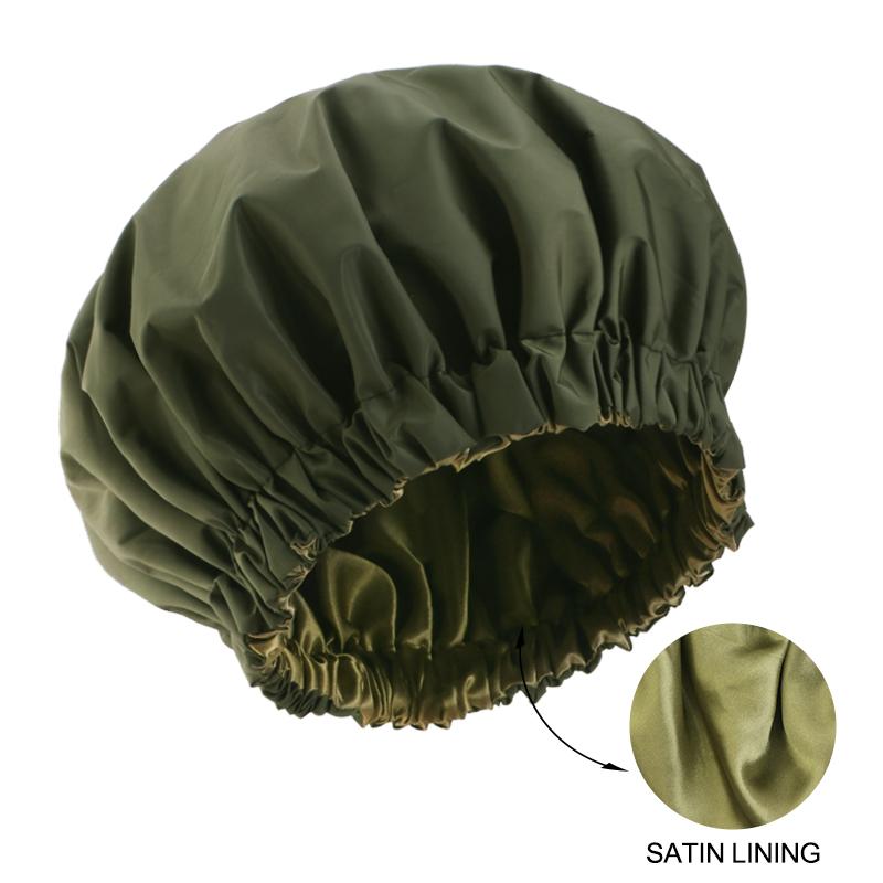 NEW double Layer solid color Shower Caps Waterproof Bath Caps Reusable Shower Caps For Women Ladies Spa Salon