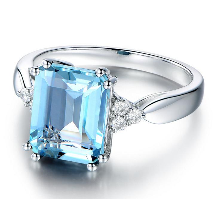 Set Kratopaz Engagement Ring, Noble Plated 18K Colored Sapphire Ring Jewelry