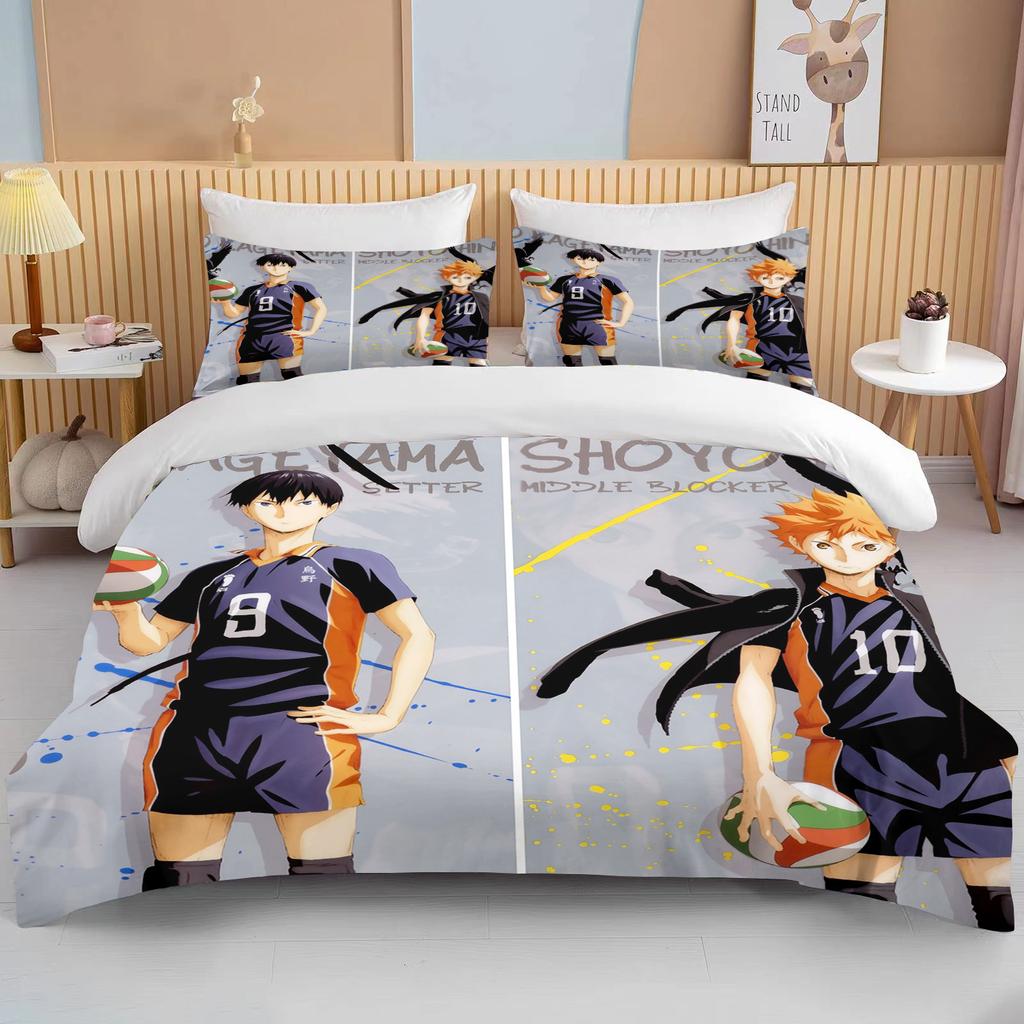 10 Sizes Haikyuu Bedding Sets Cartoon Quilt Bed Cover Anime Duvet Cover Pillow Case Sets Adult Children  Bedding Sets