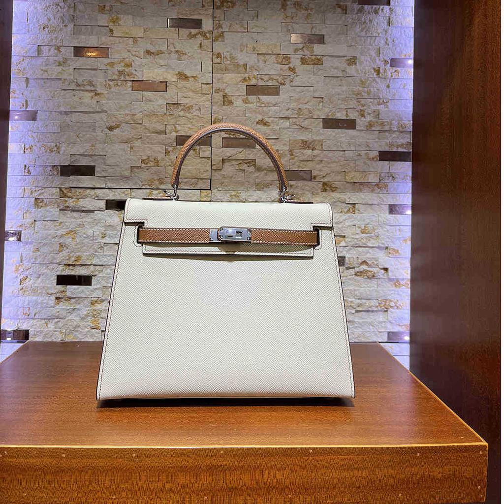 Haute Couture Palm Pattern KL Bag 25cm Second Generation Contrasting Color Half-hand Leather Shoulder Crossbody Bag Women's Mini