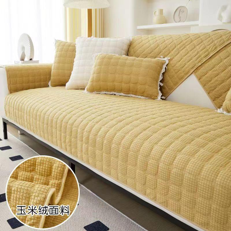 Modern Simple Sofa Cover Cotton Non-Slip Living Room Sofa Cushion Fabric Dust-Proof Furniture Protection Cushion Universal