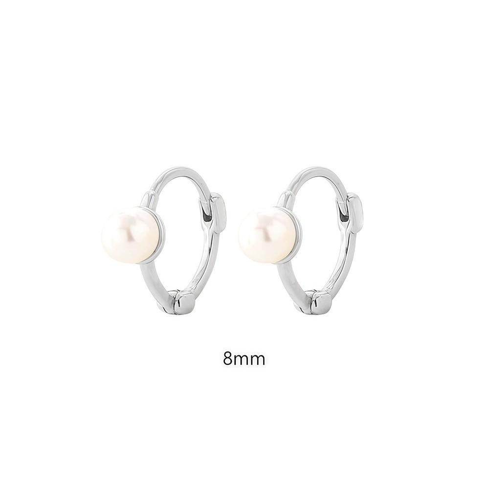 Factory 925 Sterling Silver Pearl Hoop Earring for Women Minimalist Versatile Daily Wear Stackable Earring Jewelry