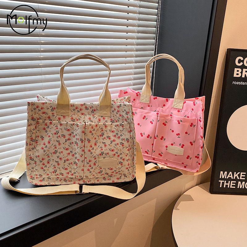 Dámské tašky Tote Nastavitelný popruh Psaníčko Třešňový vzor Kabelky Velká kapacita Nákupní taška na dojíždění Tote Kabelka Bolsos De Mujer