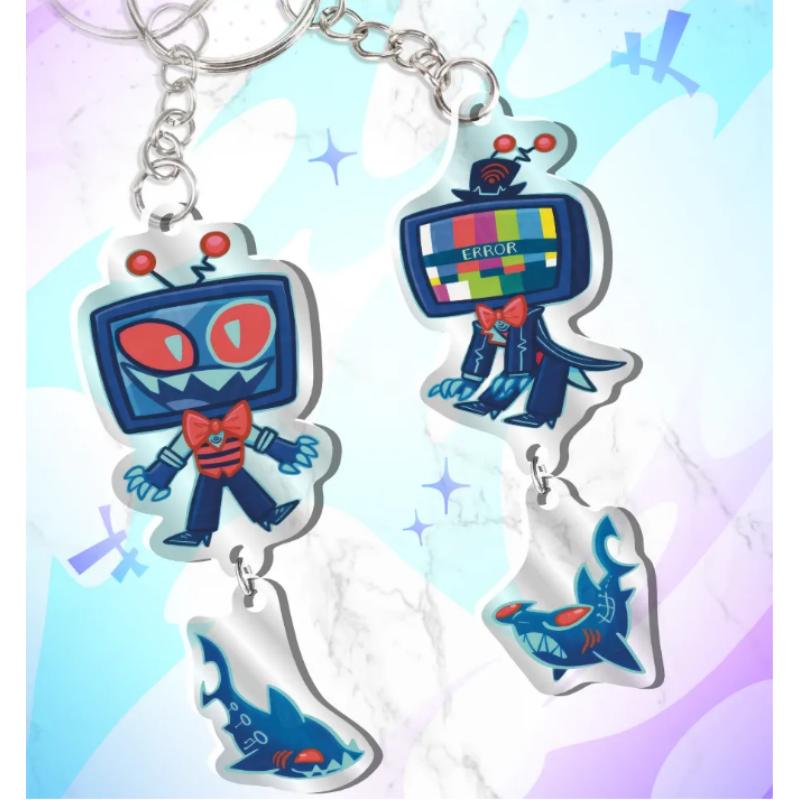 Acrylic Key Buckle for Alastor Lucifer Charlie Vox Adam The Exorcist Anime Cartoons Acrylic Key Chain Student Backpack Pendant