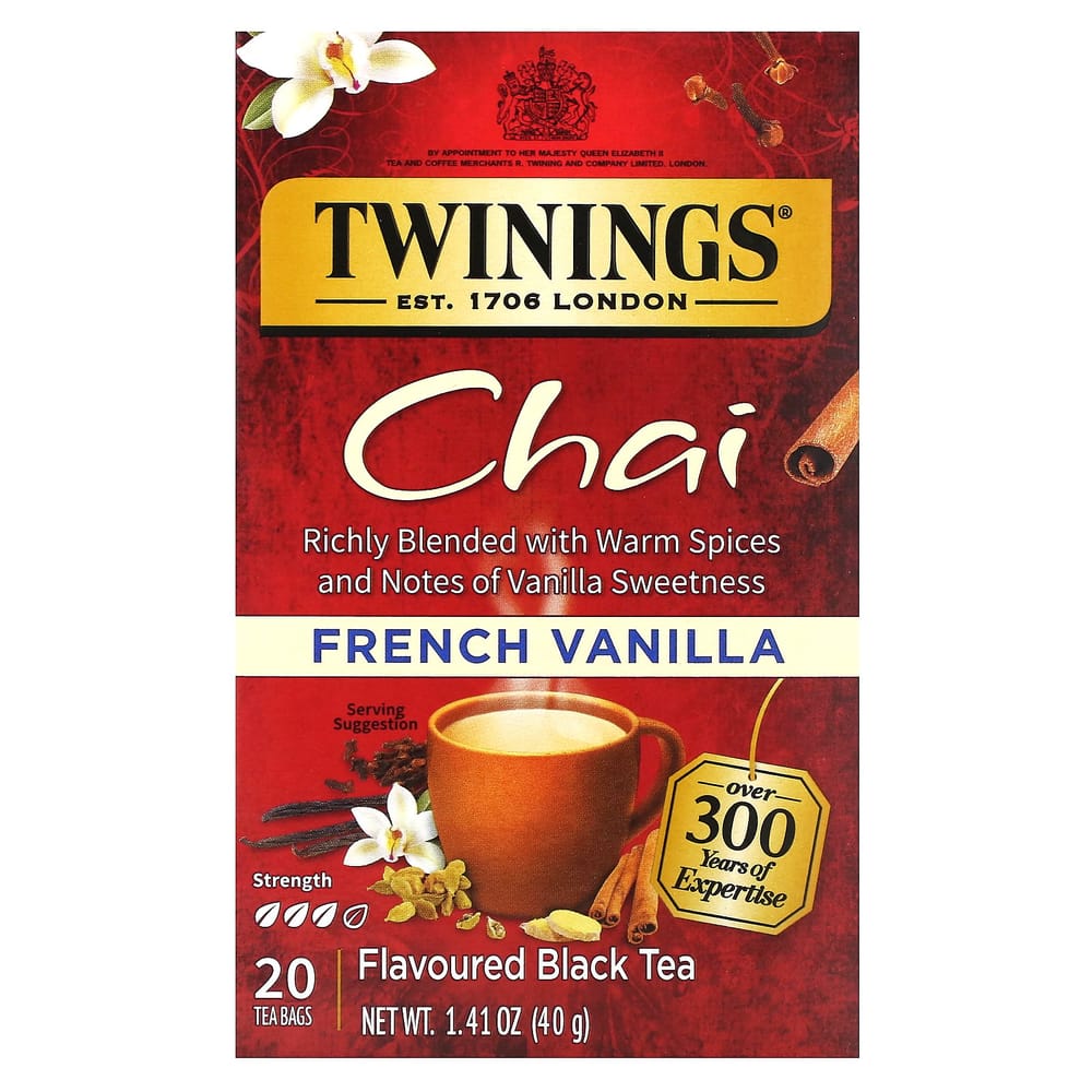 Twinings Flavored Black Tea Chai French Vanilla - 20 Tea Bags, 40g (1.41oz)