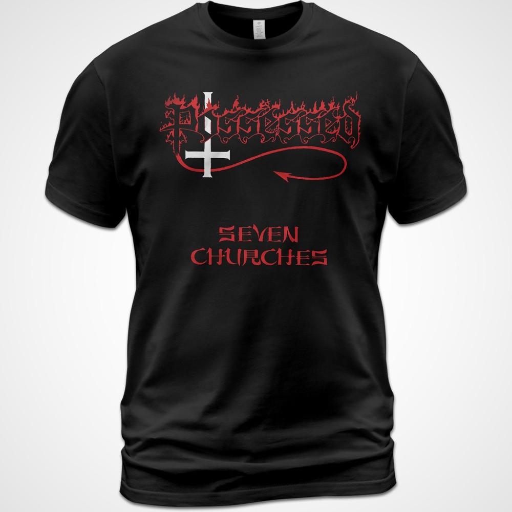 Cotton T-Shirt Possessed Seven Churches Album Tee Larry LaLonde Jeff Becerra Unisex T-Shirt S