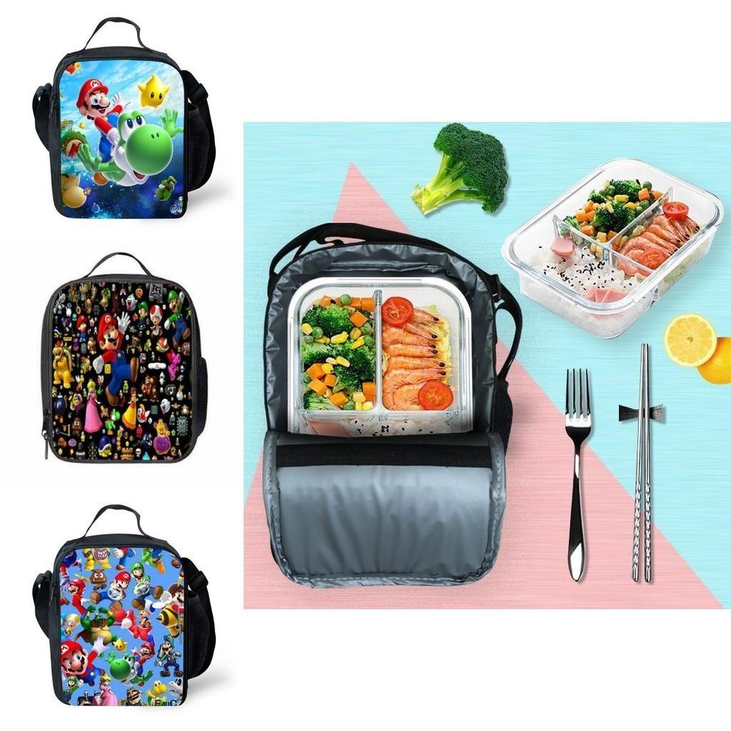 Super Mario Kids Insulated Lunch Bag Durable Oxford School Travel Picnic Bag