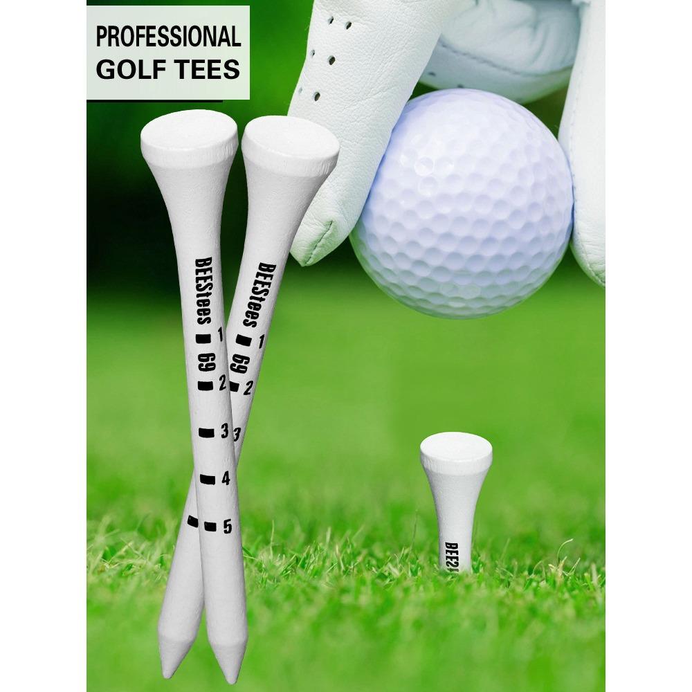 100PCS Bamboo Golf Tees Reduce Friction Side Spin Eco Friendly Durable Pack