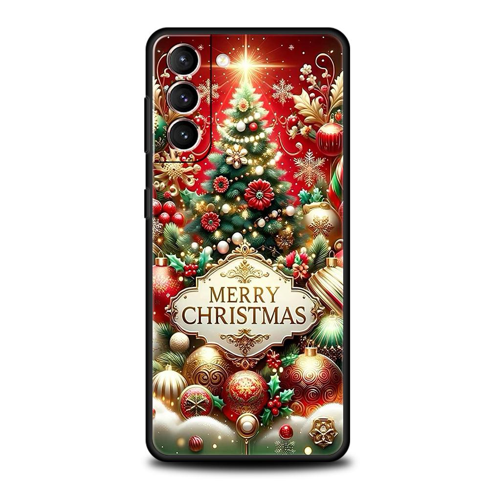 

Merry Christmas Phone Case Cover for Samsung Galaxy S25 S24 S23 S22 S20 S21 FE Ultra S10 S10E Plus 5G Soft TPU Capas Fundas Bags Samsung S21Plus