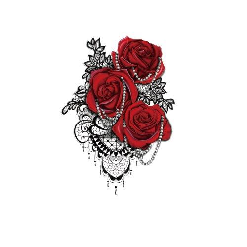 Flower Arm Tattoo Sticker Large Flower Red Rose Body English Arm Chest Cover Waterproof Simulation Tattoo Sticker