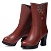 Bottes d'hiver chaudes en laine naturelle pour femmes, bottes à talons hauts, bottes de neige pour dames