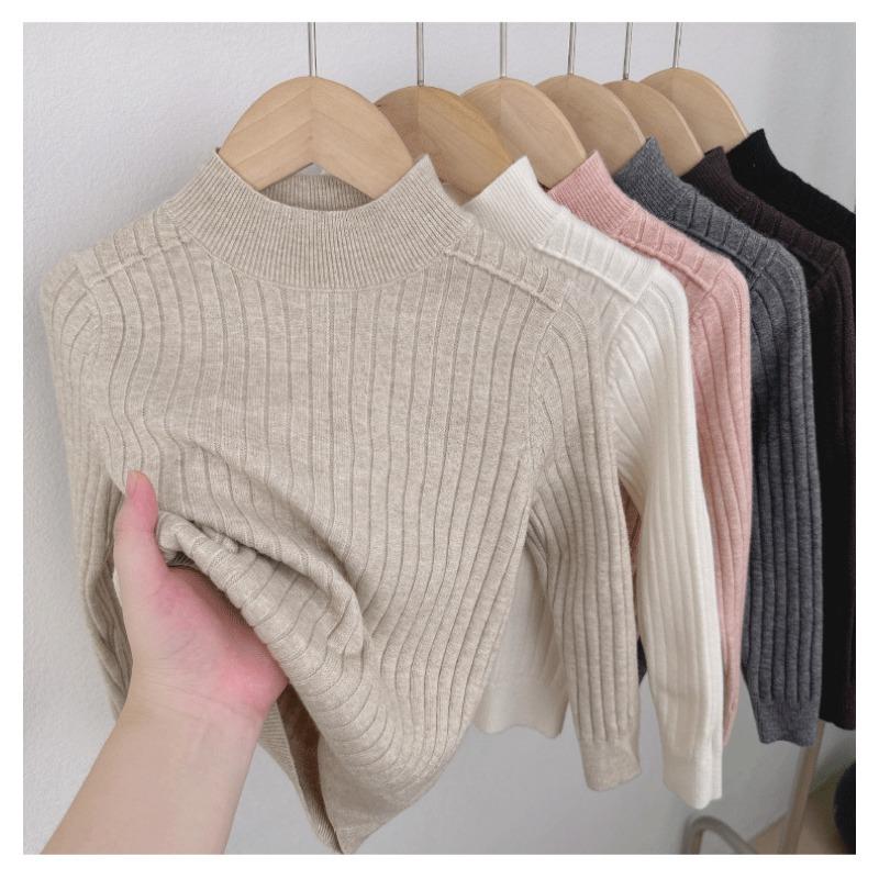 Maglione in Maglia Carino da Ragazza a Collo Alto Abbigliamento Casual per Adolescenti Bambini Top Pullover Versatile Super Morbido Intimo Base alla Moda