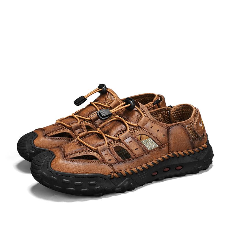 Summer Men's Large Size Sandals Fashion Roman Sandals Handmade Mesh Casual Shoes Platform Outdoor Men's Beach Sandals