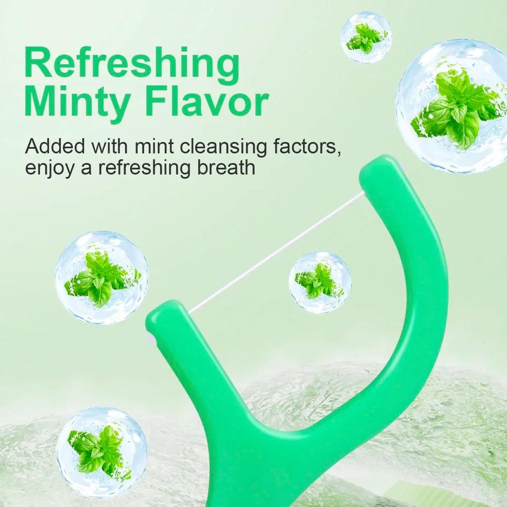 60 Piezas Hilo Dental con Sabor a Menta para Adultos, Palillos de Hilo Dental Ultra Finos, Palillos Portátiles con Hilo Dental para el Hogar y Viajes, Dental