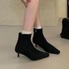 Fashion Fashion Modern Ladies Ankle Boots With Low Heel Shoes Footwear Flock Women Short Boots Zippers Shoes Female Pumps