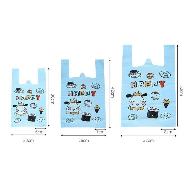 Handheld Plastic Bag Pink Cartoon Rabbit Pattern Shopping Mall Shopping Packing Bag Food Dessert Biscuit Packing Handle Bags