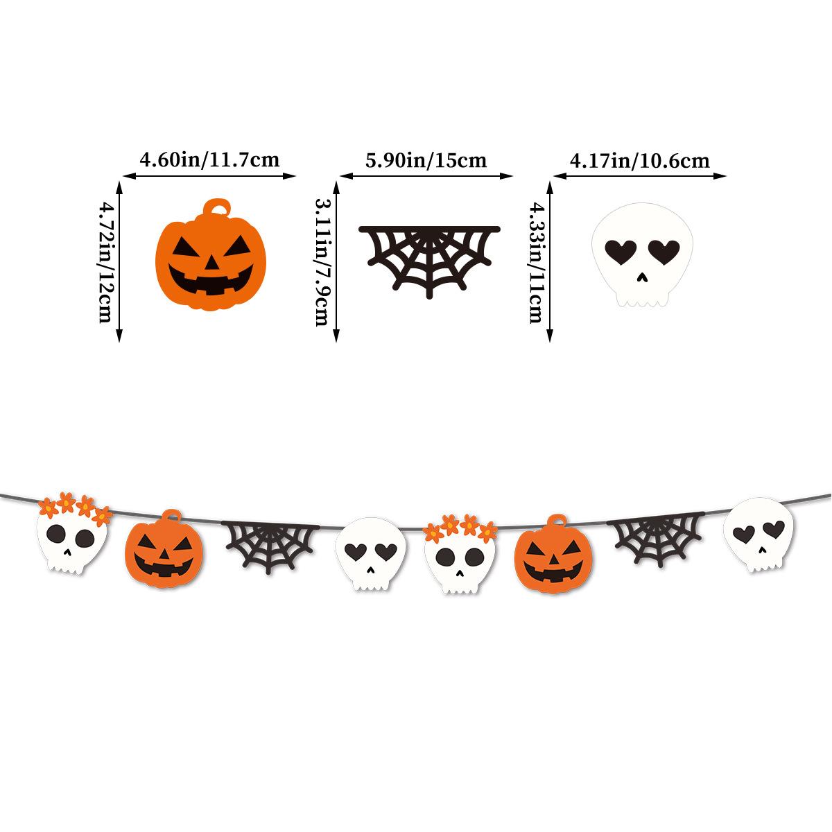 

Halloween Decoration, Flag Bar, Ghost Festival Party Scene Arrangement, Pumpkin Skull, Latte Flower Custom Halloween skull spider web flag