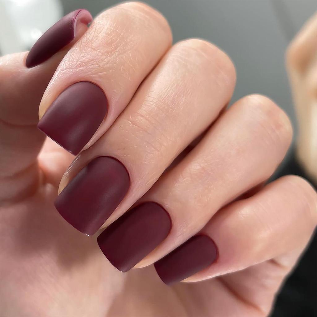 Frosted Removable Wearable Square Manicure Nail Tips Stickers in Solid Colors
