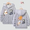 Panic Climbing Cat Front Back Trendy Design Unisex Youth Casual Hoodie Jacket Durable Light Purple Friendly Spring/Autumn Style