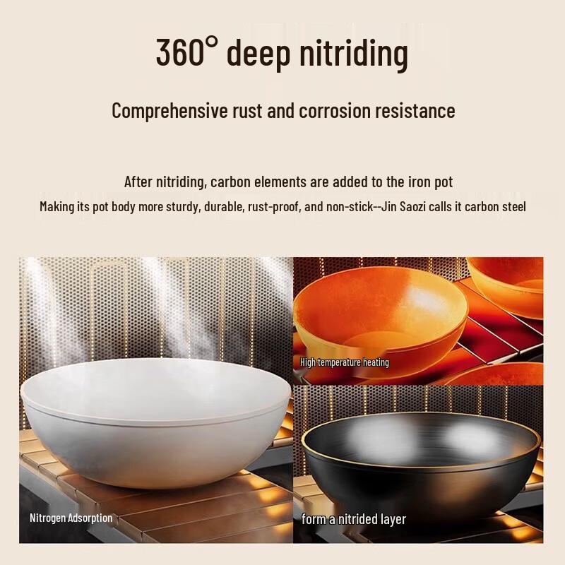 Jin Sao Zi 24cm Hammered Cast Iron Wok
