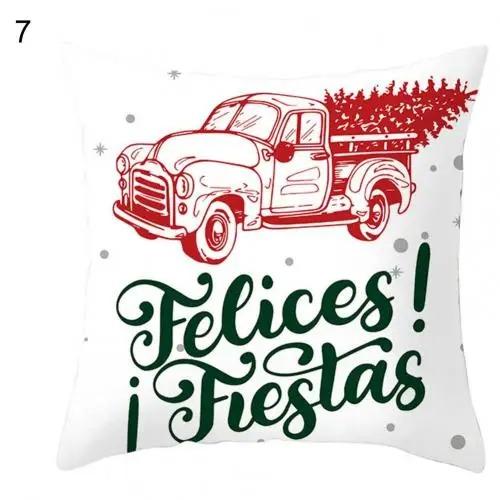 Christmas Themed Throw Pillow Cover With Short Plush Print Living Room Sofa Decoration Cushion Cover Pillow Covers Decorative