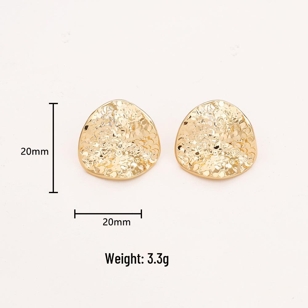 Trendy European & American Style Gold Plated Sequin Stud Earrings - Elegant High-End Fashion Jewelry for Women