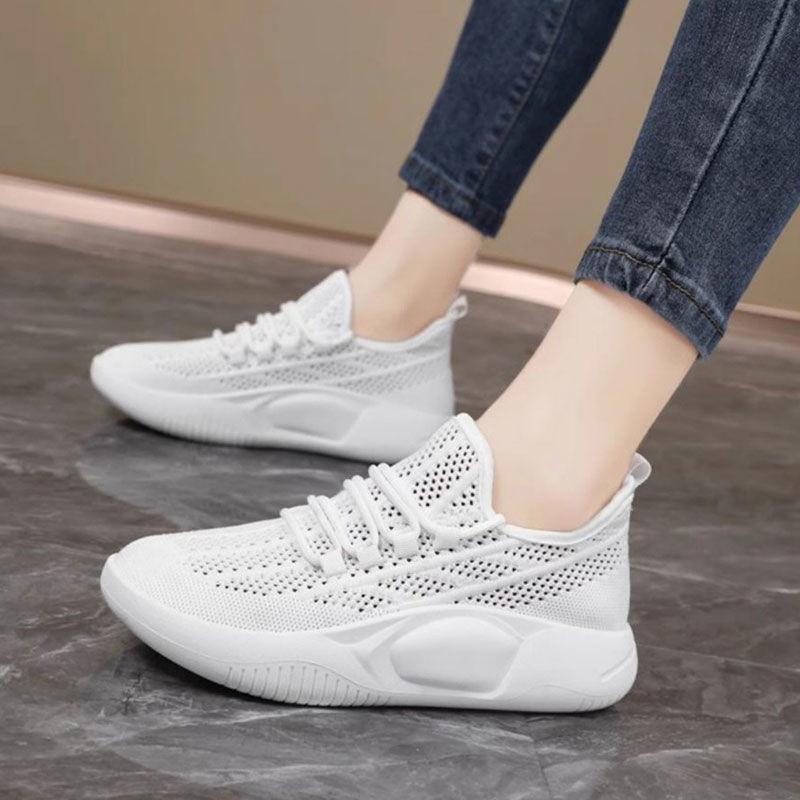 Summer Breathable Women's Shoes New Fly-woven Mesh Mesh Shoes Hollow Thin Lightweight Sports Shoes Casual Little White Shoes