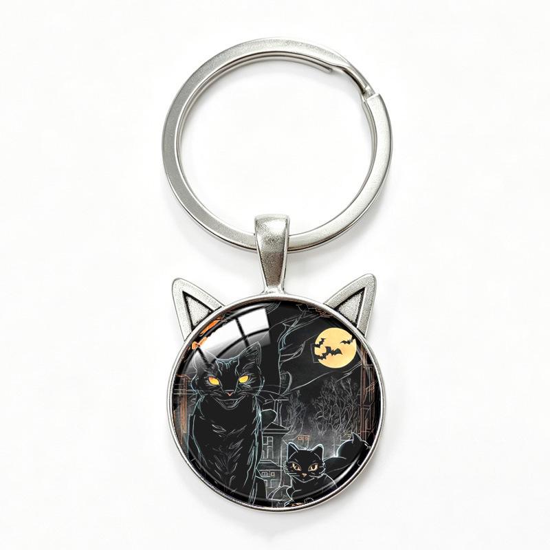 Yin Yang Double Cat Ear Gem Keychain - Trendy Unisex Alloy Accessory