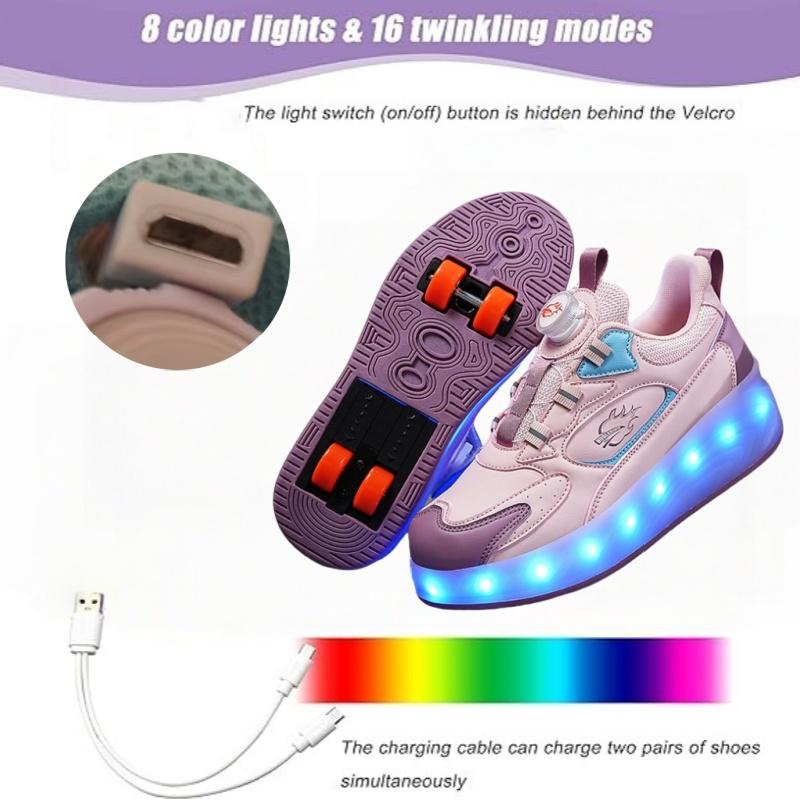 Cross-border wholesale runaway shoes children's four-wheel invisible adult roller skates boys' wheel shoes girls' student skates