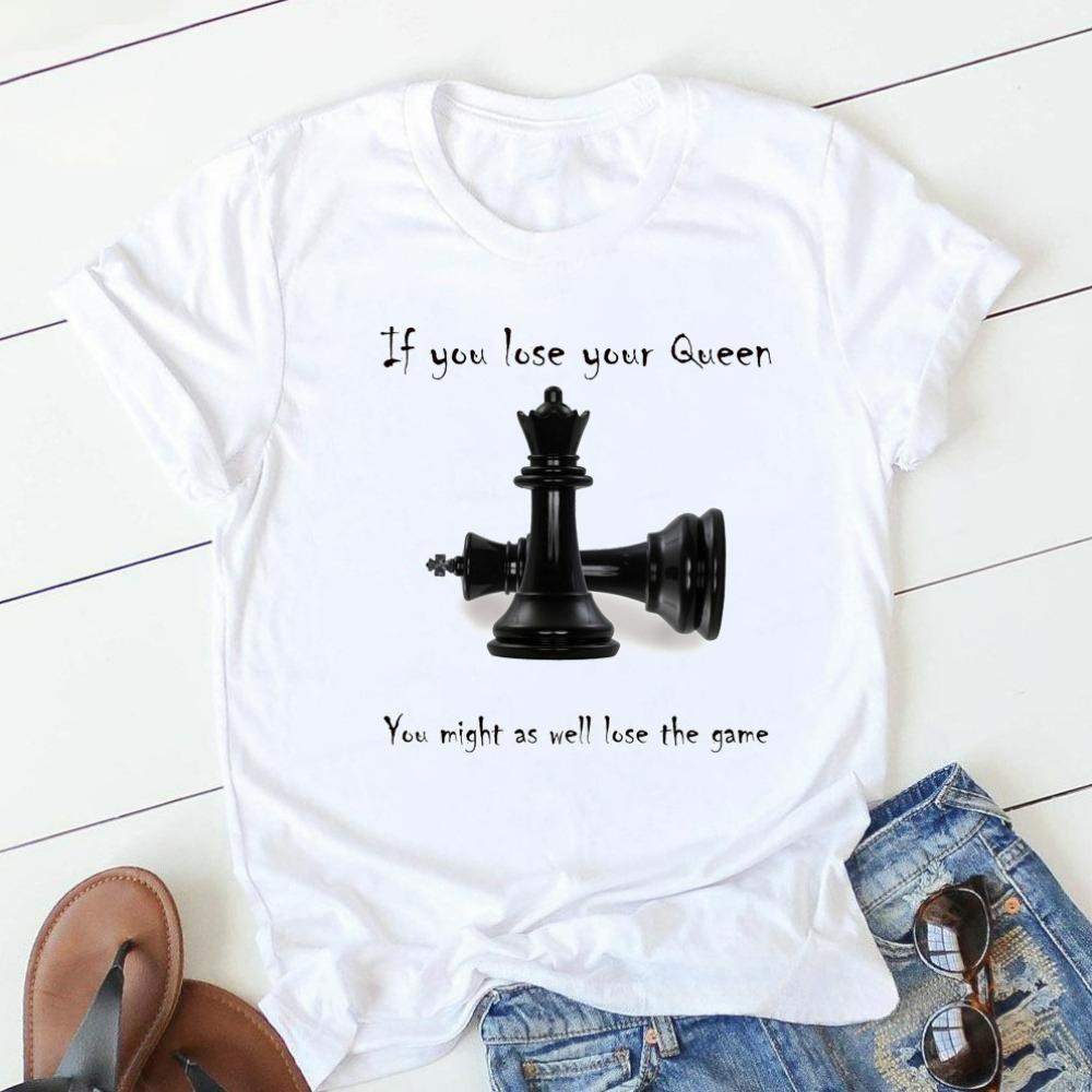 Creative Chess T-shirt The Game Chess Print Funny T Shirts Men Women Unisex Casual Tops White T-Shirt Graphic TShirts Streetwear