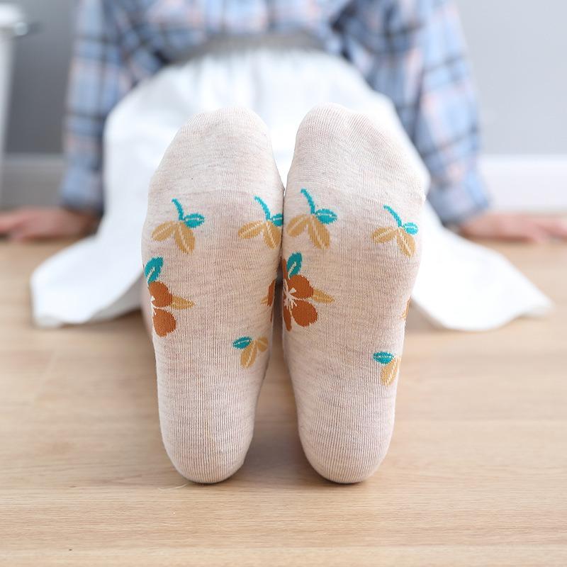 10 Pairs Women Floral Cotton Vintage Patterned Crew Middle Tube Socks Novelty Ankle Ruffled Warm Casual Sock